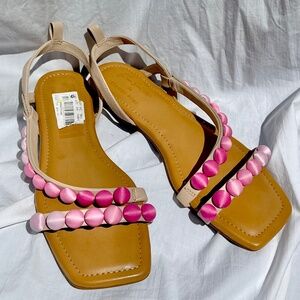 Pink Bubble Ombre Design on Flat Sandals